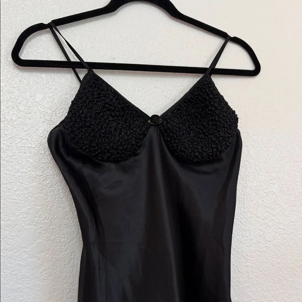 Vintage Black Women's satin Y2K goth fairy cottagecore slip dress Nightgown S